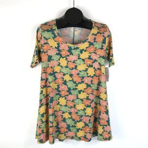 NEW LuLaRoe Floral Print Perfect T Women's XS Scoop Neck Tunic Stretch Knit